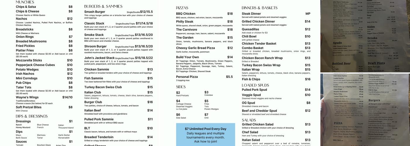 John Wayne's Pub & Eatery Menu
