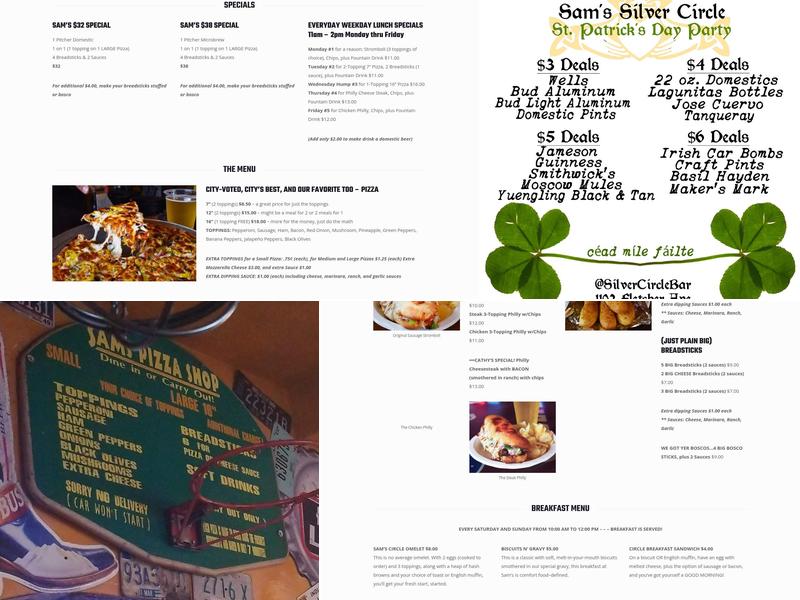 Sam's Silver Circle Menu