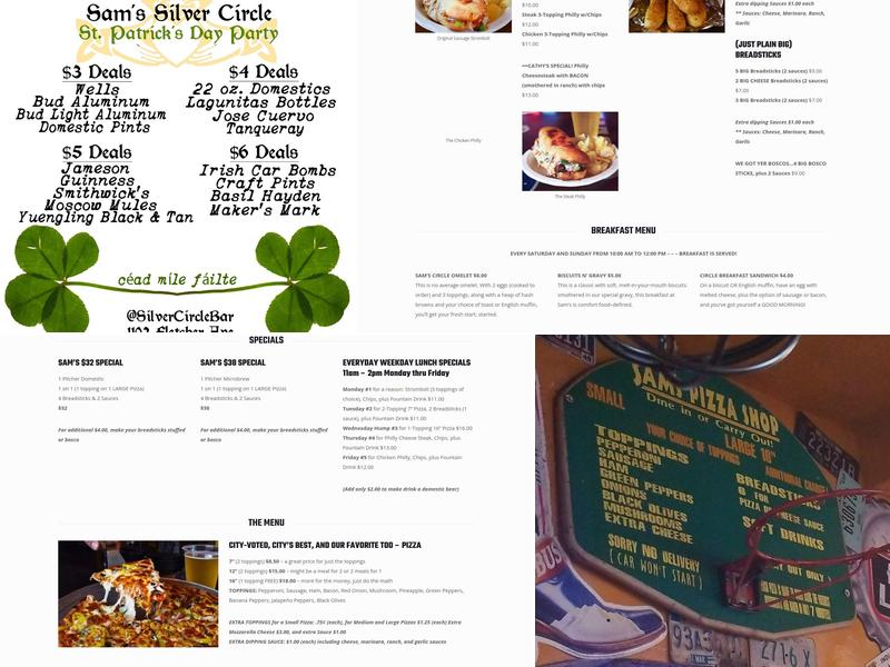 Sam's Silver Circle Menu