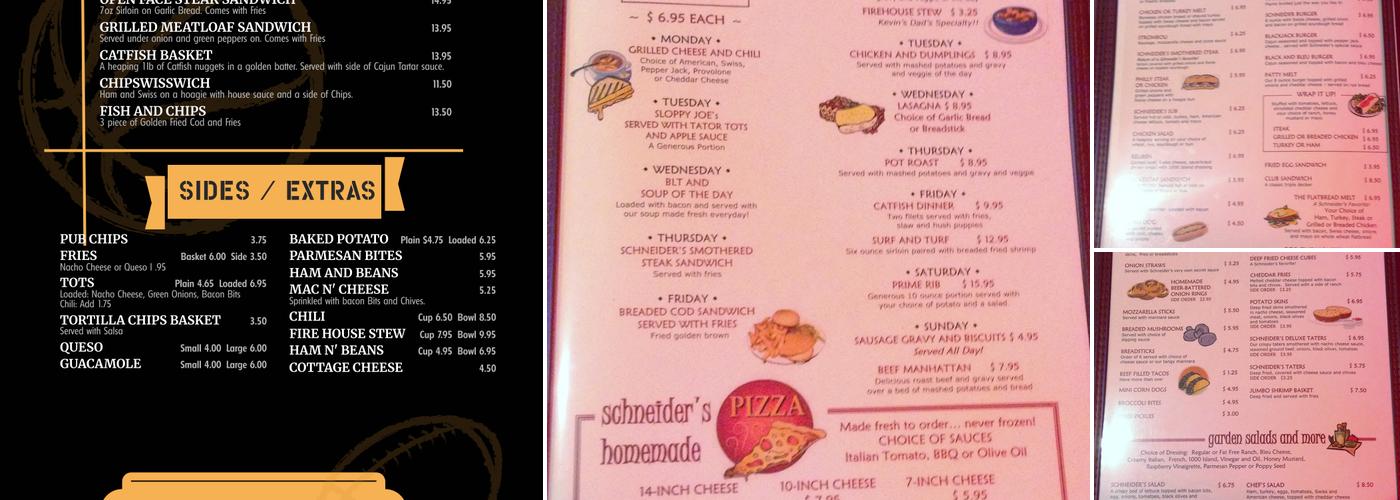Schneider's Pub Menu