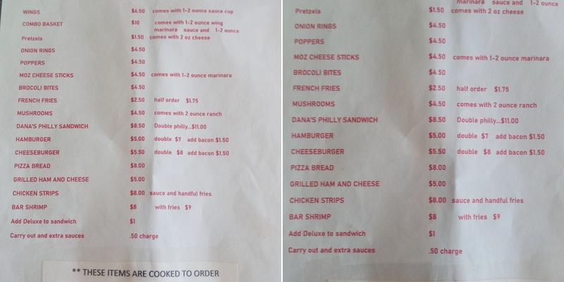 Franklin Street Tavern Menu