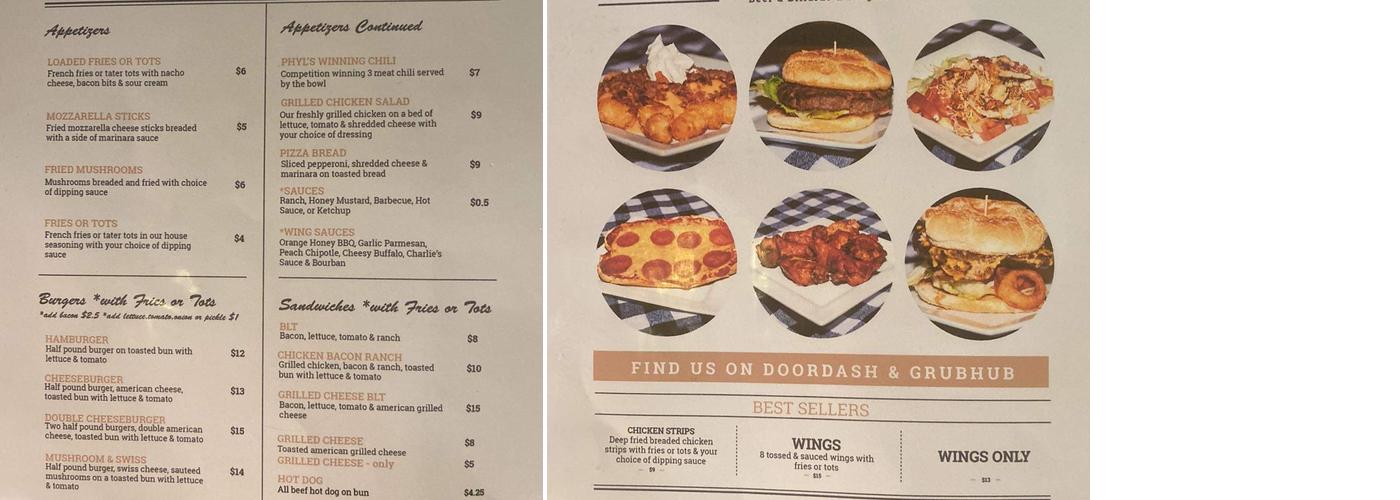 Phyls Corner Menu