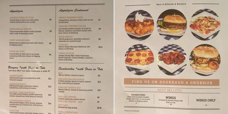 Phyls Corner Menu