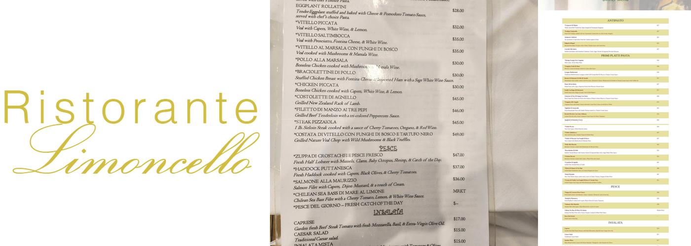 Limoncello Menu
