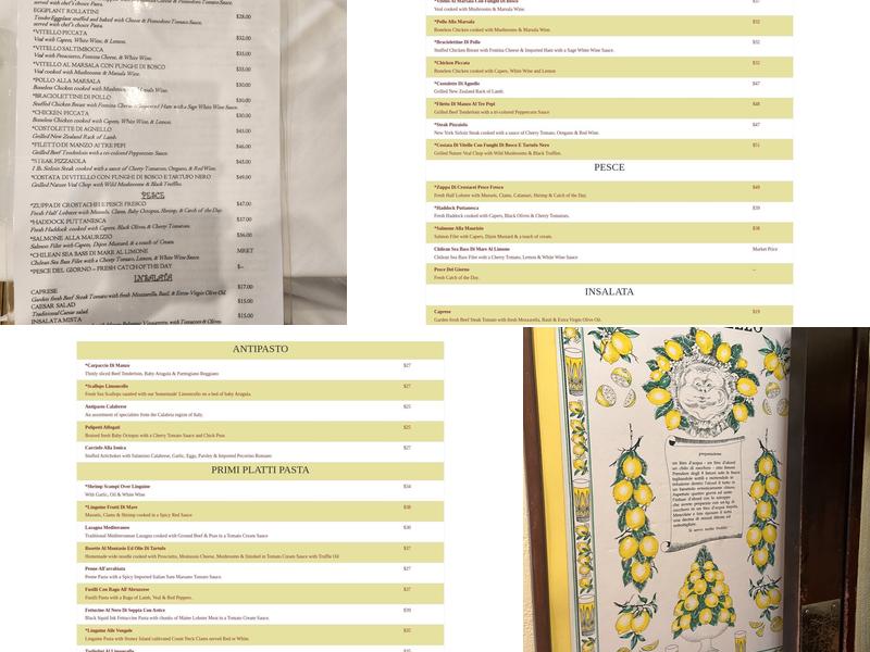 Limoncello Menu