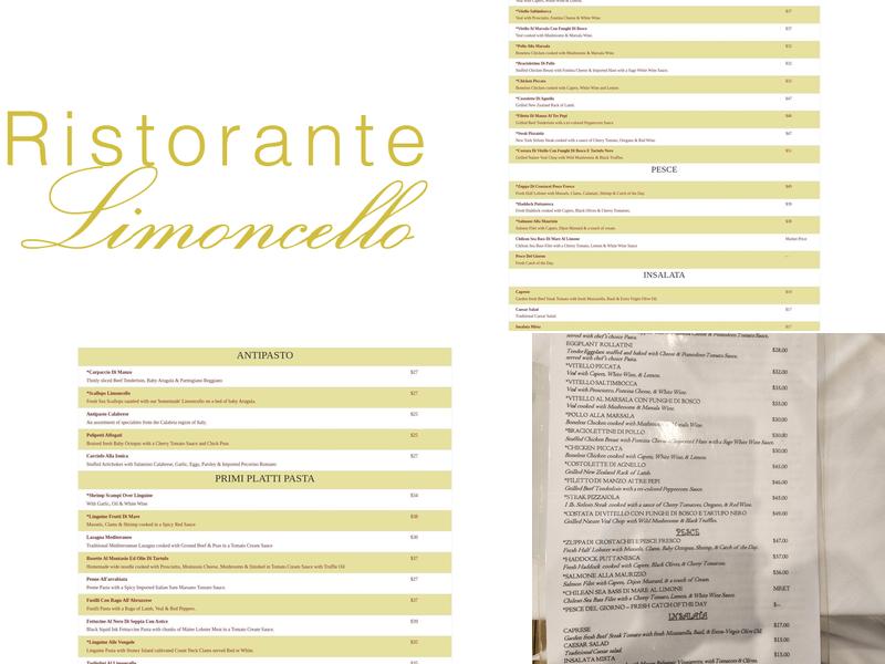 Limoncello Menu