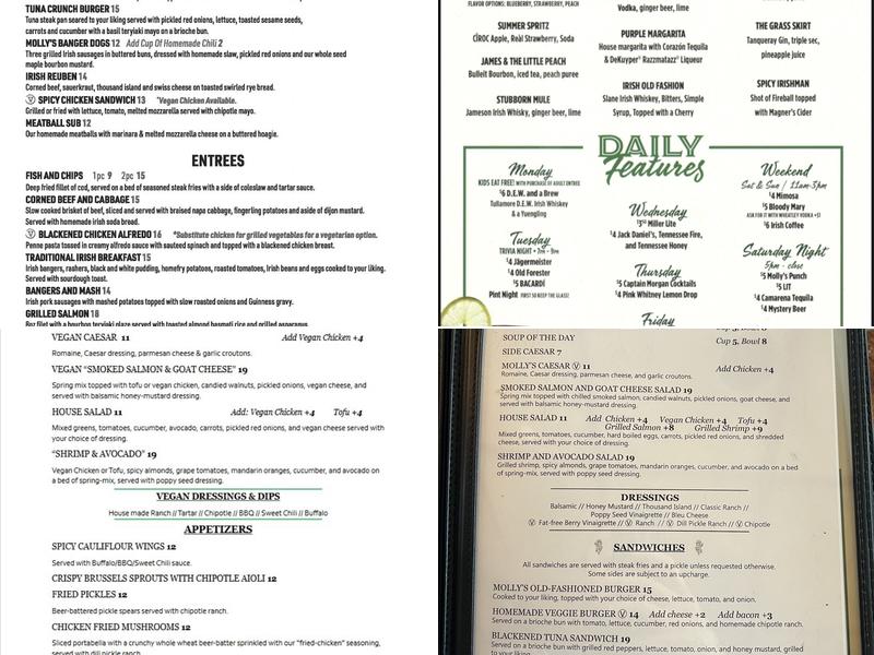 Molly Malone's Irish Pub & restaurant Menu