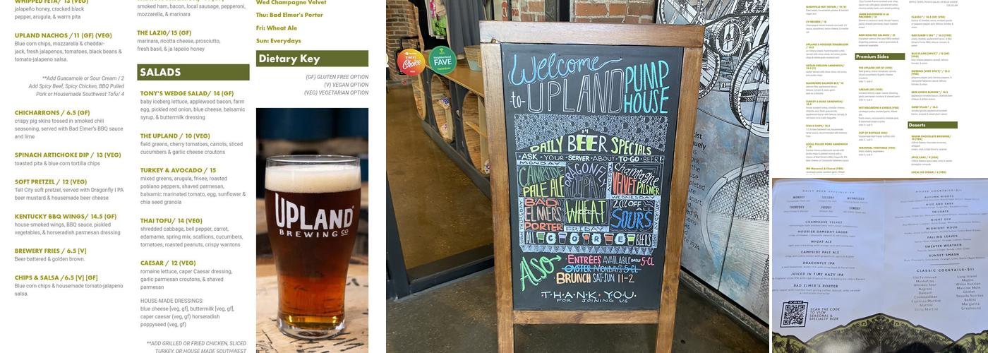 Upland Columbus Pump House Menu