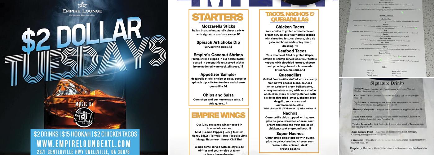 Empire Lounge Menu