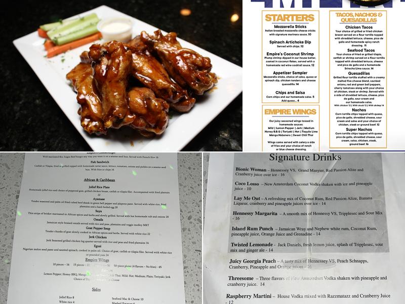 Empire Lounge Menu