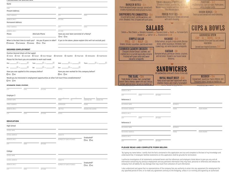 Red Monk Menu