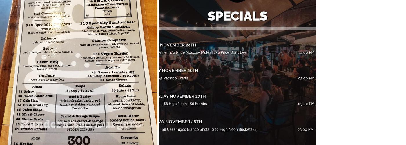 300 Craft & Rooftop Menu