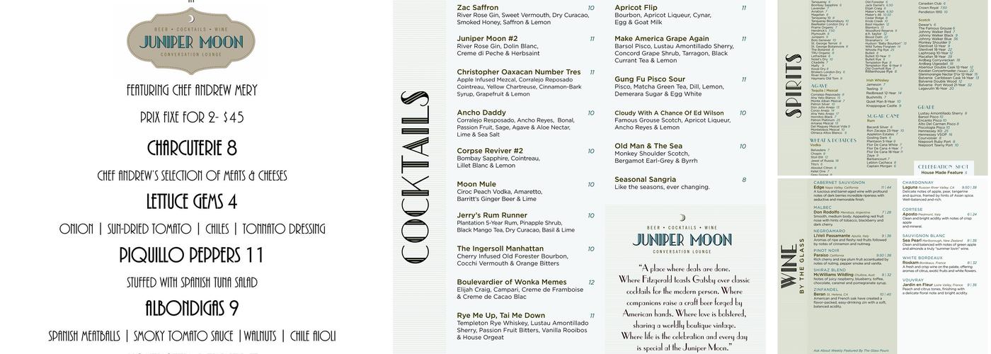 Juniper Moon Menu