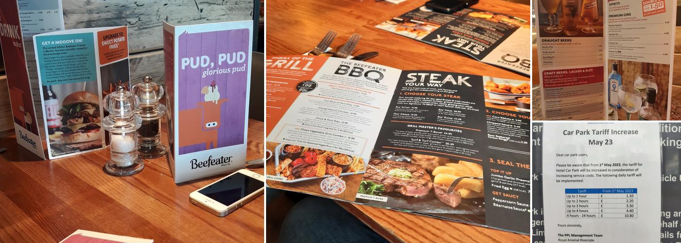 Beefeater Woolwich Menu