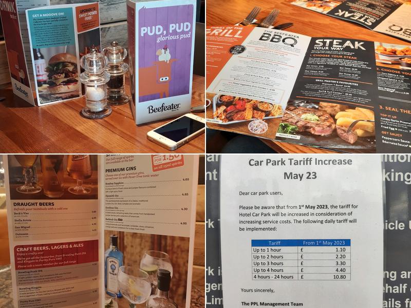 Beefeater Woolwich Menu