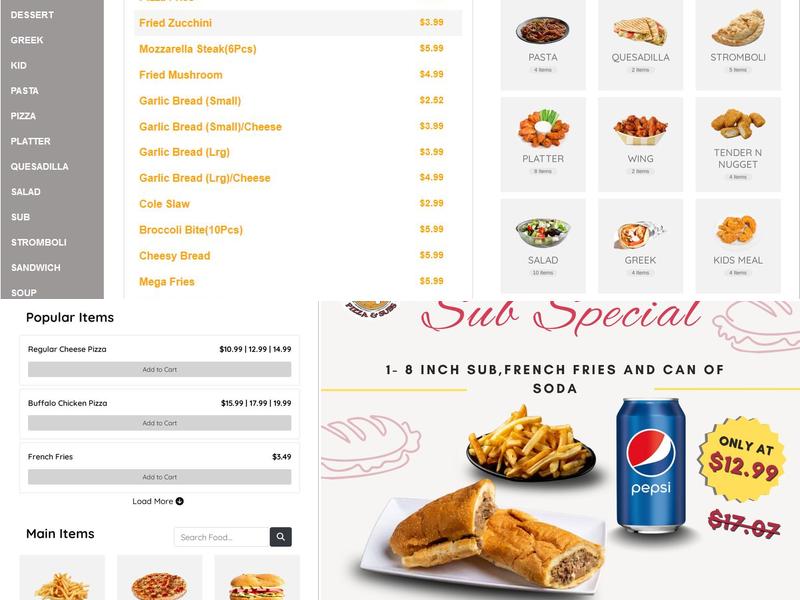 Universal Pizza & Subs Menu