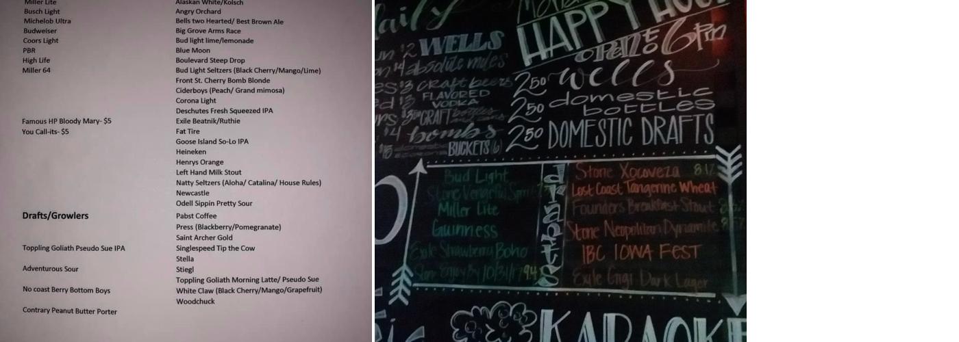 Harrington's Pub Menu