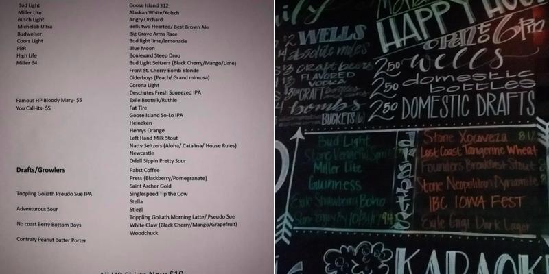 Harrington's Pub Menu