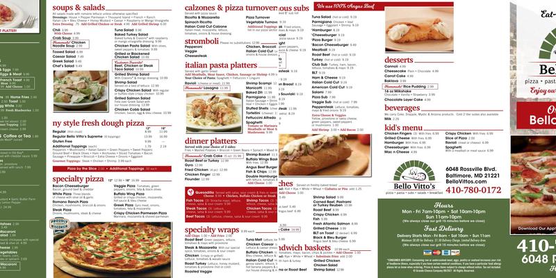Bello Vittos Menu