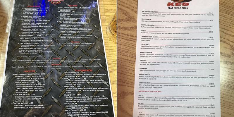 The Keg Menu