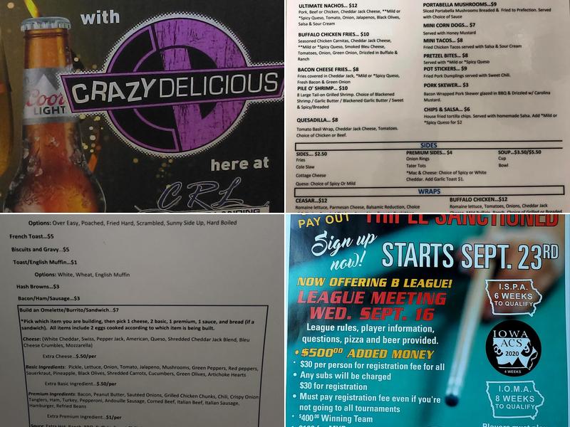 Cedar River Landing Menu