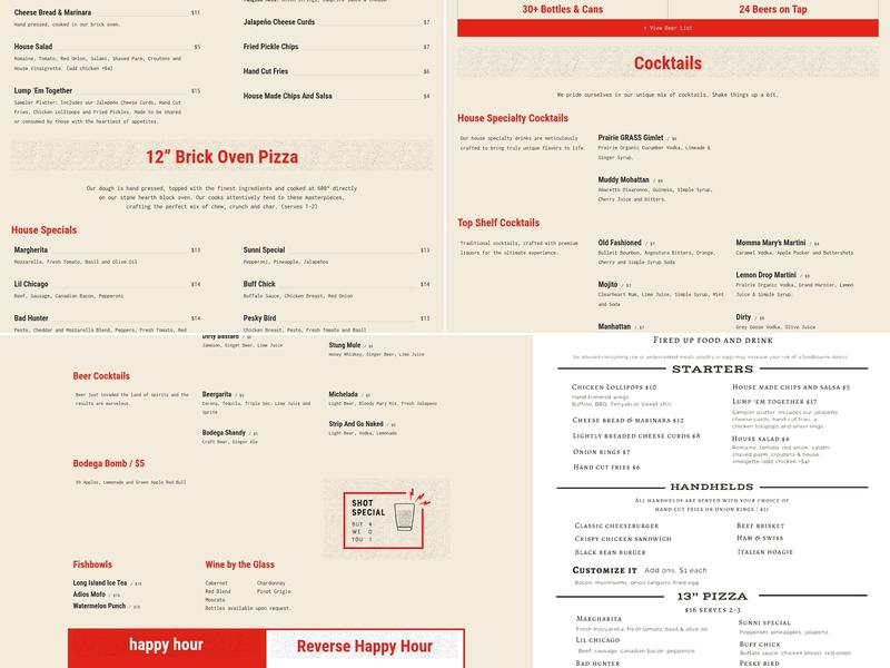 Bodega 401 Menu