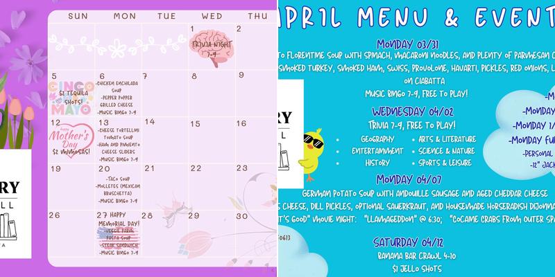 The Library on the Hill Menu