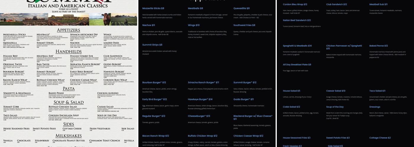 Summit Menu