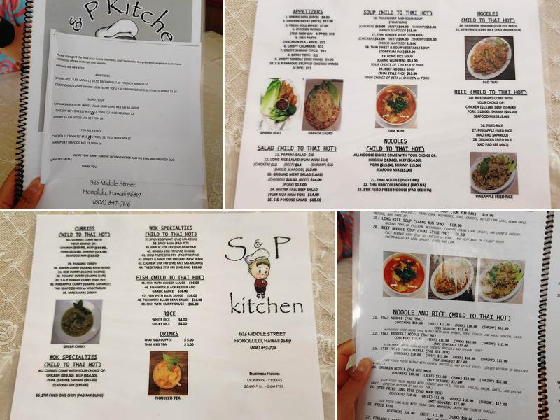S&P Kitchen Menu