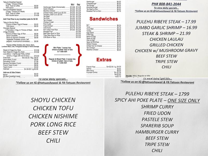 Tatsuo's Menu