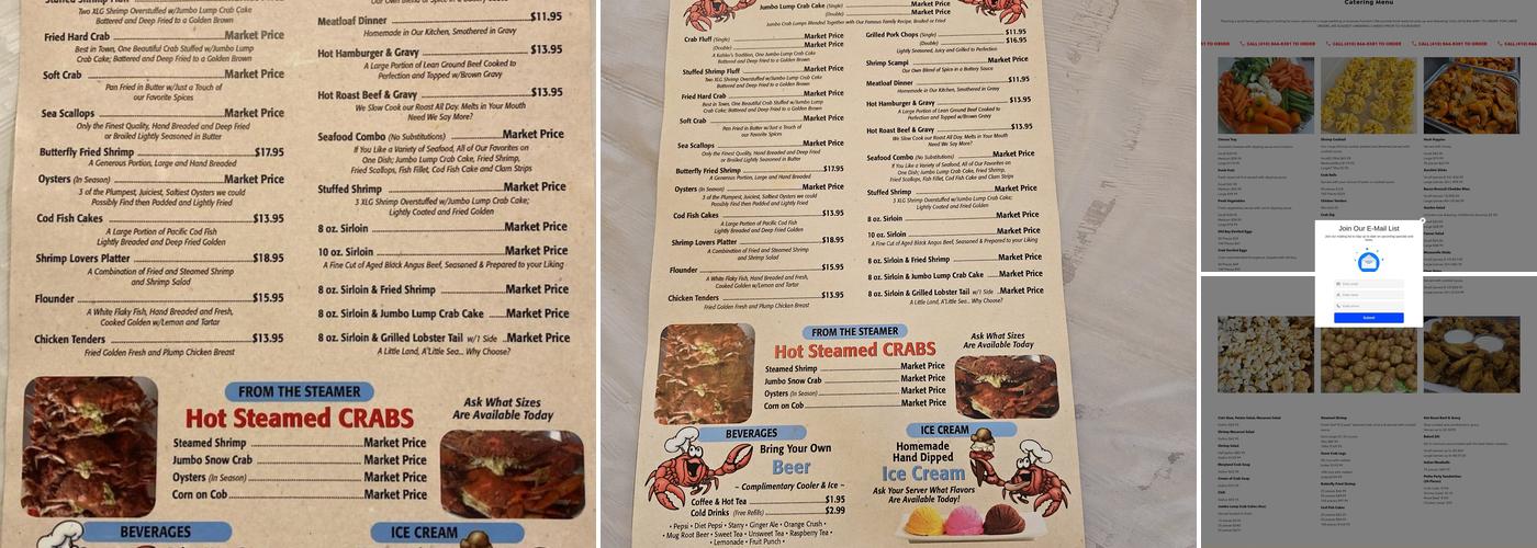 Kahler's Crab House Menu