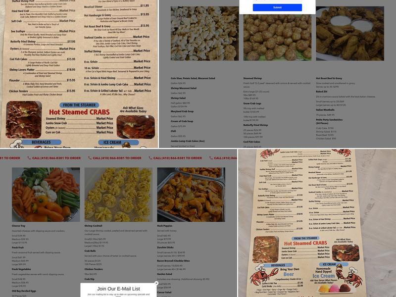 Kahler's Crab House Menu