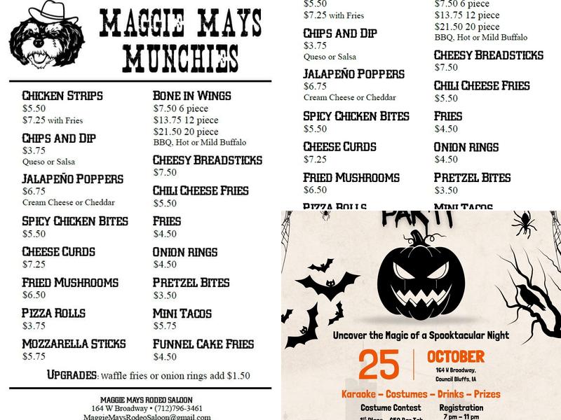 Maggie May's Rodeo Saloon Menu