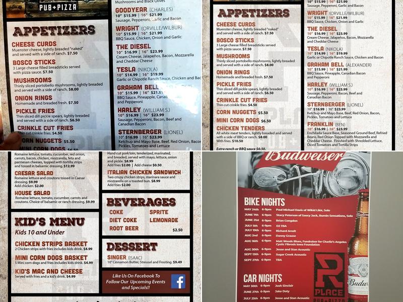 R Place Pub and Pizza Menu