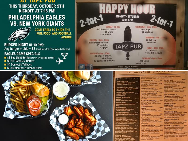 Tapz Pub Menu