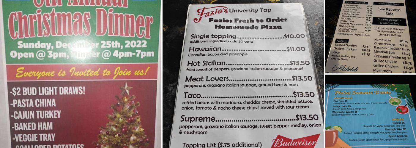 Fazio's University Tap Menu