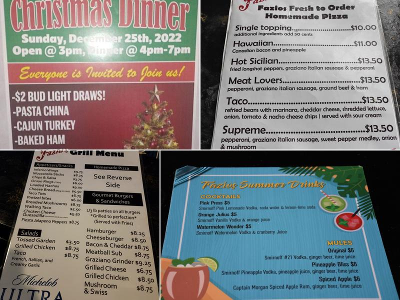 Fazio's University Tap Menu