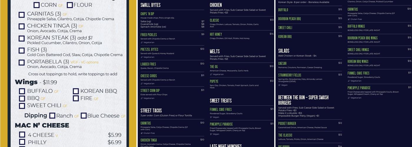 Backpocket Dubuque Menu