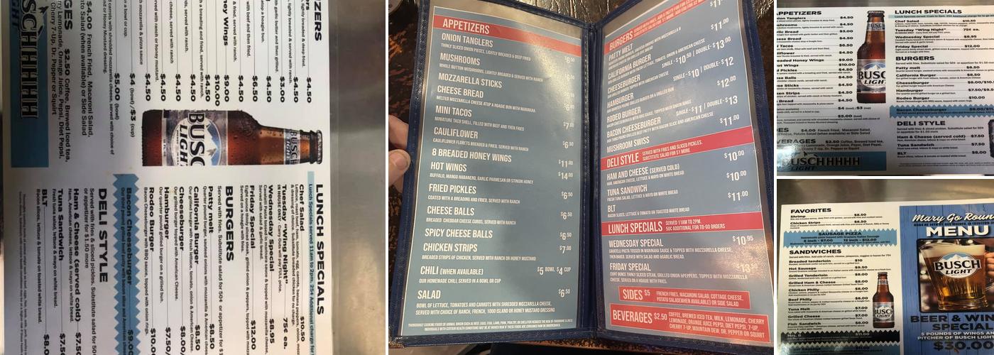 Mary Go Round Lounge Menu