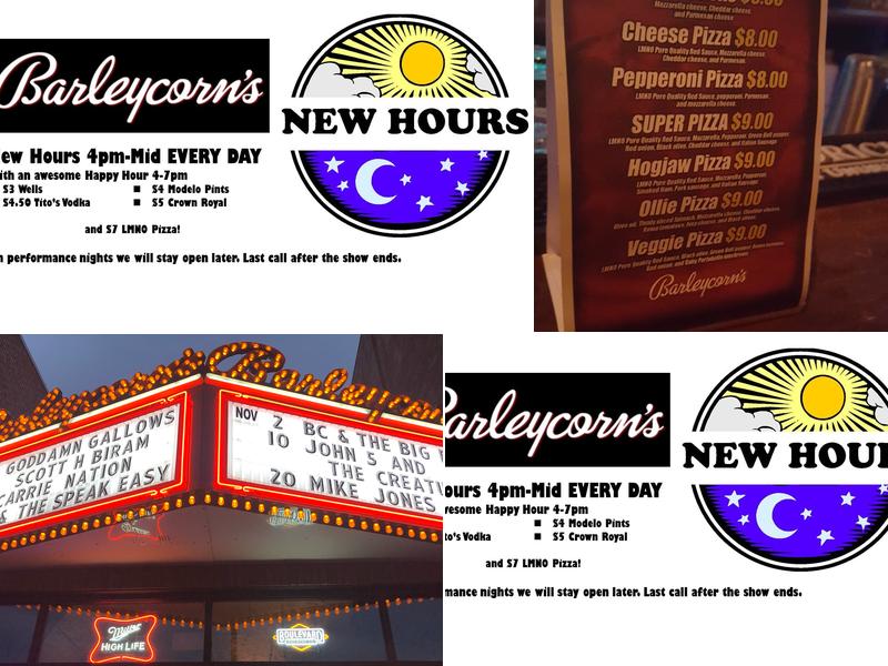 John Barleycorn's Menu