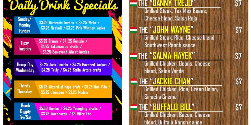 Shamrock Lounge Menu