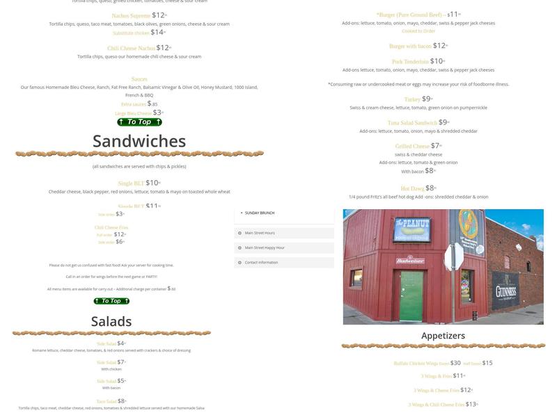 Peanut Downtown Menu