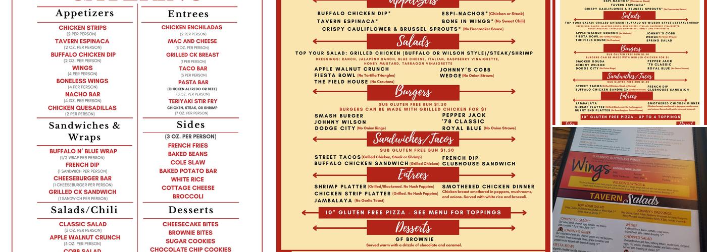 Johnny’s Tavern P&L Menu