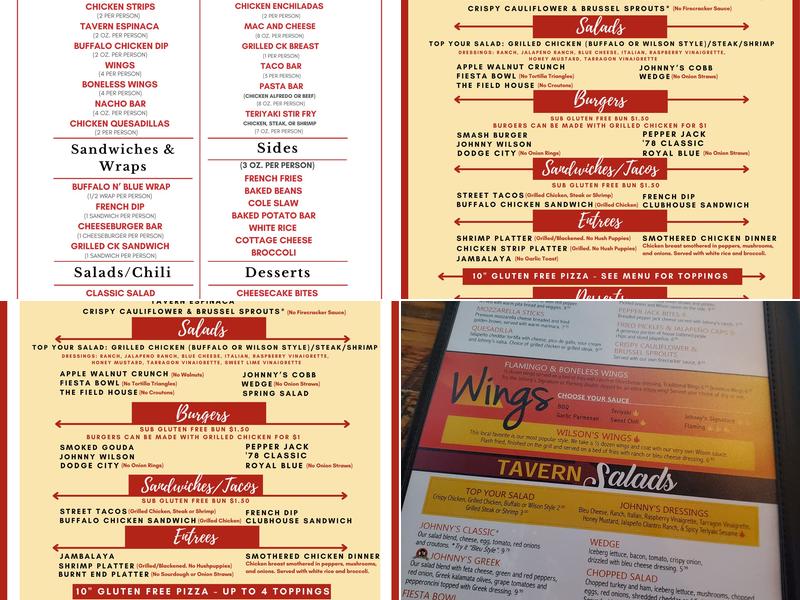 Johnny’s Tavern P&L Menu