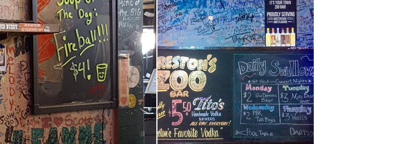 Zoo Bar Menu