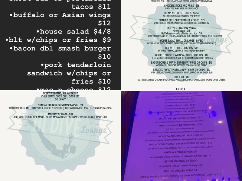 The Hi-Dive Lounge Menu
