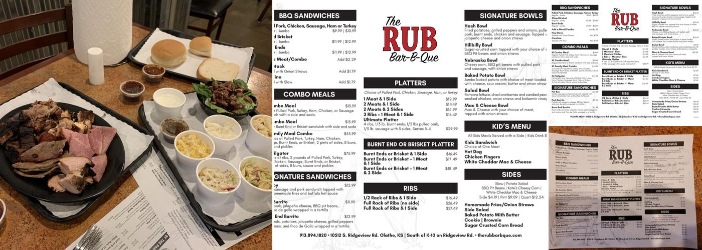 The Rub Bar-B-Que and Catering Menu