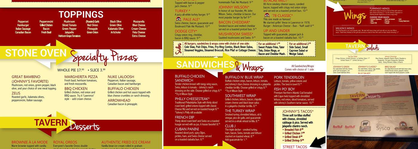 Johnny's Tavern Menu