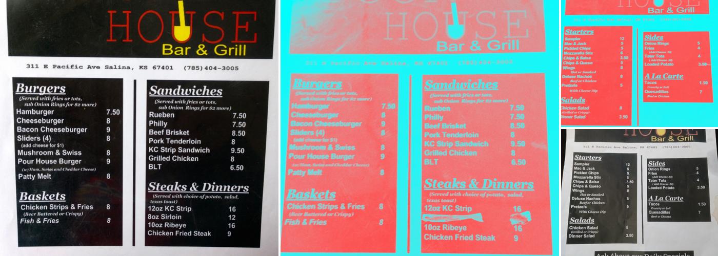 The Pour House Menu