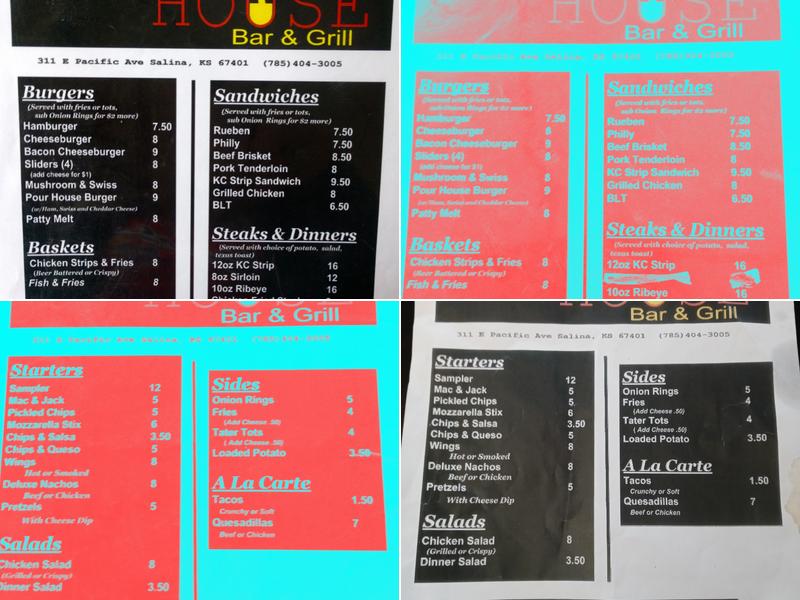 The Pour House Menu